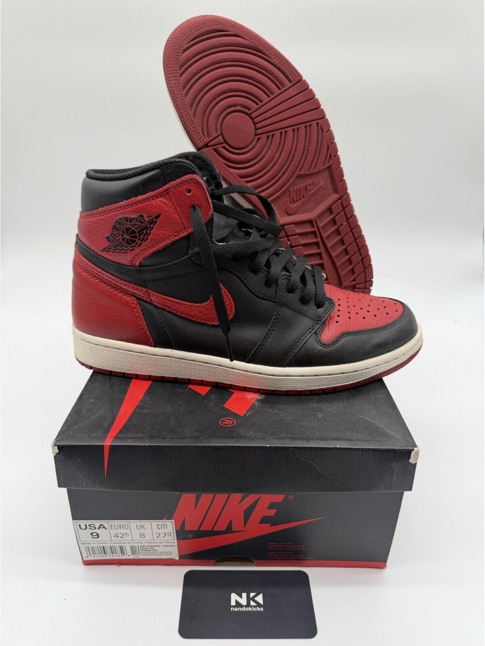 Nike Air Jordan 1 Retro High OG Bred Banned 2016 - Men’s Size 9 Used OG Box